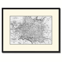 Poland Prussia Germany Vintage B&W Map Canvas Print, Picture Frame Home Decor Wall Art Gift Ideas