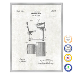 1923 Combined Desk and Seat Old Patent Art Print on Canvas Custom Framed Vintage Home Decor Wall Decoration Great for Gifts