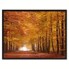 Autumn Road Yellow Landscape Photo Canvas Print Pictures Frames Home Décor Wall Art Gifts