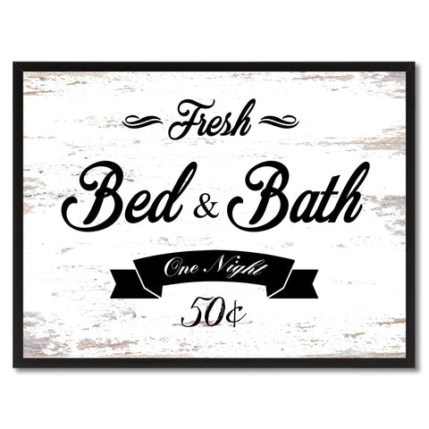 Fresh Bed & Bath Vintage Sign White Canvas Print Home Decor Wall Art Gifts Picture Frames