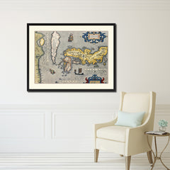 Japan Vintage Antique Map Wall Art Home Decor Gift Ideas Canvas Print Custom Picture Frame