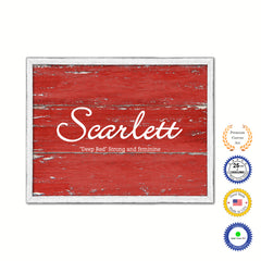 Scarlett Name Plate White Wash Wood Frame Canvas Print Boutique Cottage Decor Shabby Chic