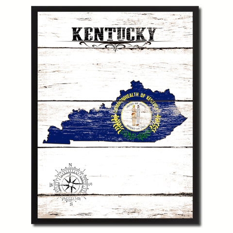 Kentucky Flag Gifts Home Decor Wall Art Canvas Print with Custom Picture Frame