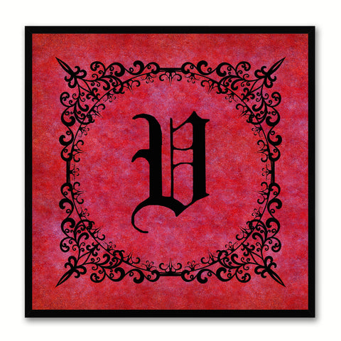 Alphabet V Red Canvas Print Black Frame Kids Bedroom Wall Décor Home Art