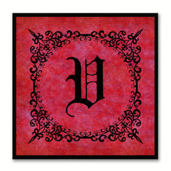 Alphabet V Red Canvas Print Black Frame Kids Bedroom Wall Décor Home Art