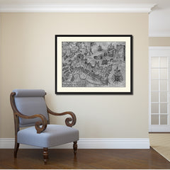 Land Vintage B&W Map Canvas Print, Picture Frame Home Decor Wall Art Gift Ideas