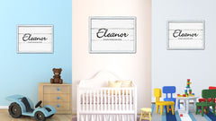 Eleanor Name Plate White Wash Wood Frame Canvas Print Boutique Cottage Decor Shabby Chic