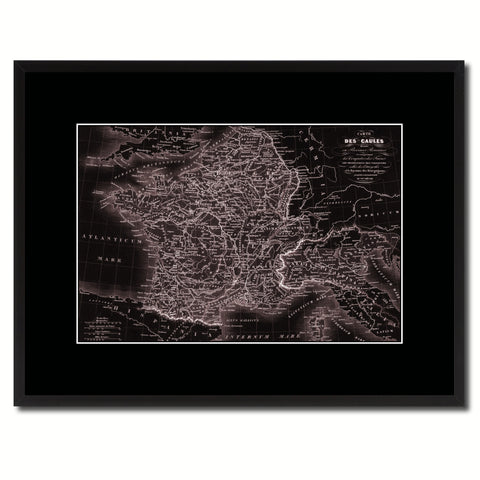France Vintage Vivid Sepia Map Canvas Print, Picture Frames Home Decor Wall Art Decoration Gifts