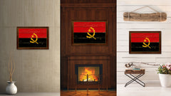 Angola Country Flag Vintage Canvas Print with Brown Picture Frame Home Decor Gifts Wall Art Decoration Artwork