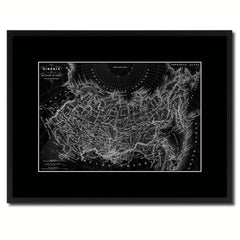 Siberia Russia Vintage Monochrome Map Canvas Print, Gifts Picture Frames Home Decor Wall Art
