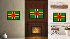 Dominica Country Flag Vintage Canvas Print with Brown Picture Frame Home Decor Gifts Wall Art Decoration Artwork