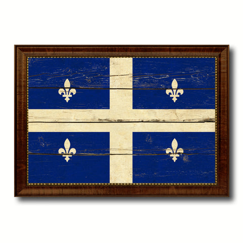 Quebec City Canada Vintage Flag Canvas Print Brown Picture Frame