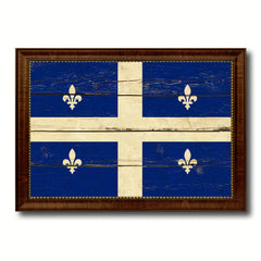 Quebec City Canada Vintage Flag Canvas Print Brown Picture Frame