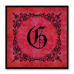 Alphabet G Red Canvas Print Black Frame Kids Bedroom Wall Décor Home Art