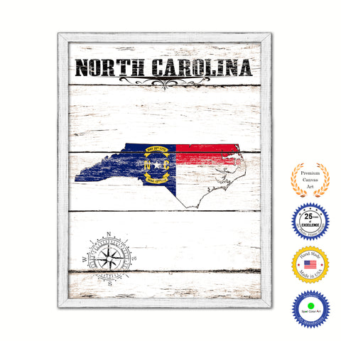 North Carolina Flag Gifts Home Decor Wall Art Canvas Print with Custom Picture Frame