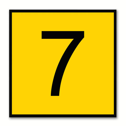 Number 7 Yellow Canvas Print Black Frame Kids Bedroom Wall Décor Home Art