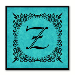 Alphabet Z Aqua Canvas Print Black Frame Kids Bedroom Wall Décor Home Art