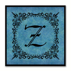 Alphabet Z Blue Canvas Print Black Frame Kids Bedroom Wall Décor Home Art
