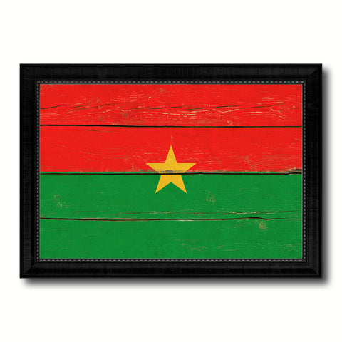 Burkina Faso Country Flag Vintage Canvas Print with Black Picture Frame Home Decor Gifts Wall Art Decoration Artwork