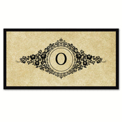 Alphabet Letter O Brown Canvas Print, Black Custom Frame