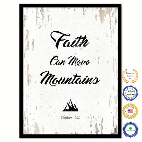 Faith Can Move Mountains - Matthew 18:20 Bible Verse Scripture Quote Red Canvas Print with Picture Frame