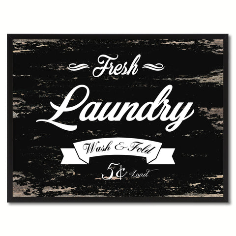 Fresh Laundry Vintage Sign Black Canvas Print Home Decor Wall Art Gifts Picture Frames