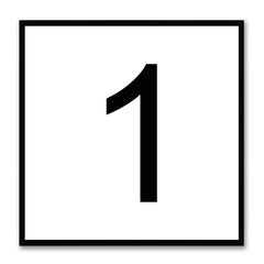 Number 1 White Canvas Print Black Frame Kids Bedroom Wall Décor Home Art