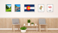 Colorado State Flag Shabby Chic Gifts Home Decor Wall Art Canvas Print, White Wash Wood Frame