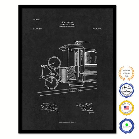 1898 Bicycle Carrier Old Patent Art Print on Canvas Custom Framed Vintage Home Decor Wall Decoration Great for Gifts