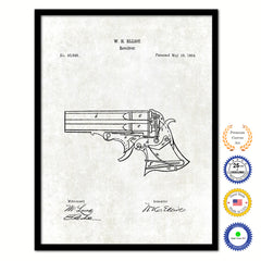 1864 Gun Revolver Old Patent Art Print on Canvas Custom Framed Vintage Home Decor Wall Decoration Great for Gifts