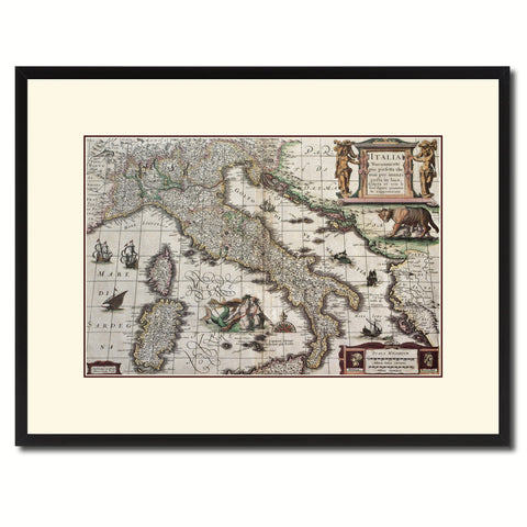 Italy Vintage Antique Map Wall Art Home Decor Gift Ideas Canvas Print Custom Picture Frame