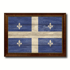 Quebec City Canada Texture Flag Canvas Print Brown Picture Frame