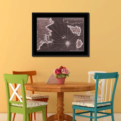 Sicily West Aegadian Islands Vintage Vivid Sepia Map Canvas Print, Picture Frames Home Decor Wall Art Decoration Gifts
