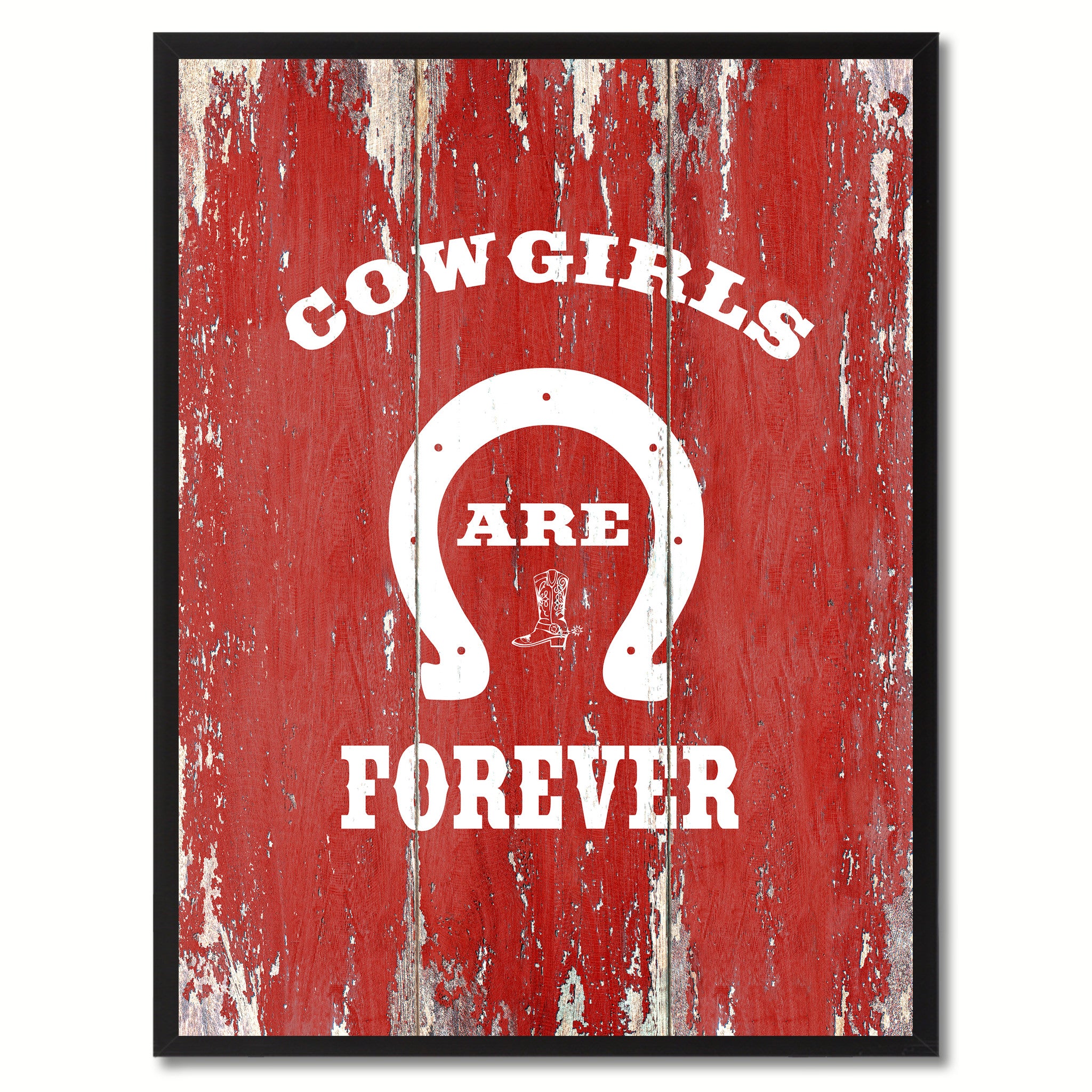 Cowgirls Are Forever Saying Canvas Print, Black Picture Frame Home Decor Wall Art Gifts