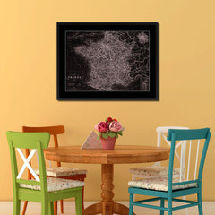 France Paris Vintage Vivid Sepia Map Canvas Print, Picture Frames Home Decor Wall Art Decoration Gifts