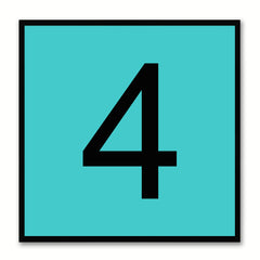 Number 4 Aqua Canvas Print Black Frame Kids Bedroom Wall Décor Home Art