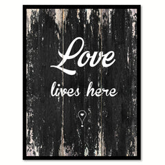 Love lives here Romantic Quote Saying Canvas Print with Picture Frame Home Decor Wall Art