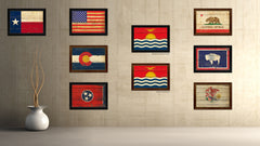 Kiribati Country Flag Vintage Canvas Print with Brown Picture Frame Home Decor Gifts Wall Art Decoration Artwork