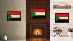 Sudan Country Flag Vintage Canvas Print with Brown Picture Frame Home Decor Gifts Wall Art Decoration Artwork