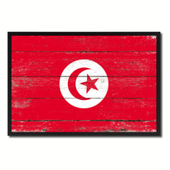 Tunisia Country National Flag Vintage Canvas Print with Picture Frame Home Decor Wall Art Collection Gift Ideas