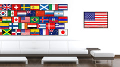 Vintage American Flag United States of America Canvas Print with Picture Frame Home Decor Wall Art Collection Gift Ideas