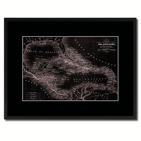 West Indies Caribbean Vintage Vivid Sepia Map Canvas Print, Picture Frames Home Decor Wall Art Decoration Gifts