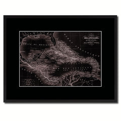 West Indies Caribbean Vintage Vivid Sepia Map Canvas Print, Picture Frames Home Decor Wall Art Decoration Gifts