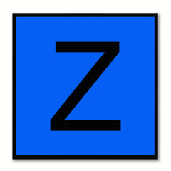 Alphabet Z Blue Canvas Print Black Frame Kids Bedroom Wall Décor Home Art