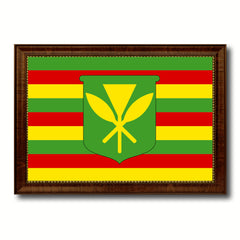 Kanaka Maoli City Hawaii State Flag Canvas Print Brown Picture Frame