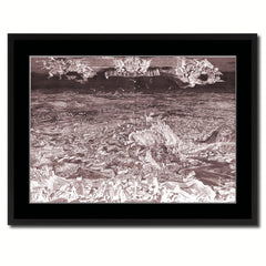 Mountain Fortress Vintage Vivid Sepia Map Canvas Print, Picture Frames Home Decor Wall Art Decoration Gifts