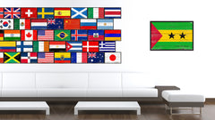 Sao Tome and Principe Country National Flag Vintage Canvas Print with Picture Frame Home Decor Wall Art Collection Gift Ideas
