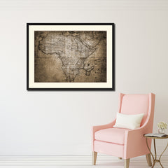 Africa Mapmaker Vintage Sepia Map Canvas Print, Picture Frame Gifts Home Decor Wall Art Decoration