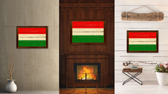 Hungary Country Flag Vintage Canvas Print with Brown Picture Frame Home Decor Gifts Wall Art Decoration Artwork