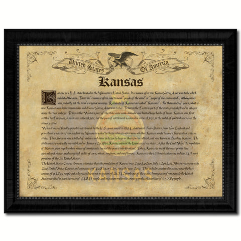 Kansas Vintage History Flag Canvas Print, Picture Frame Gift Ideas Home Décor Wall Art Decoration